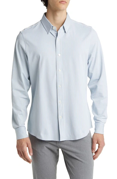 Rhone Slim Fit Commuter Button-up Shirt In Light Blue/ Yellow Stripe
