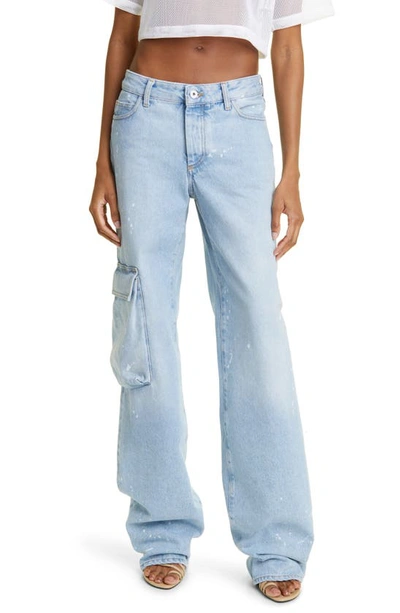 Off-white Weite Toybox Painted Jeans In Light Wash