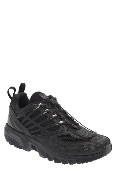 Salomon Acs Pro Advanced Leather-trimmed Mesh Trainers In Black