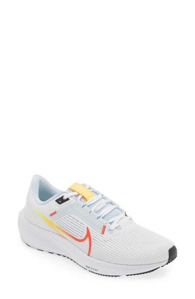 Nike Air Zoom Pegasus 40 Running Shoe In White/ Red/ Blue Tint