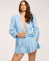 Ramy Brook Gianni Raw-trim Double-breasted Blazer In Misty Blue