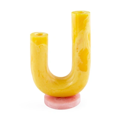 Jonathan Adler Mustique Double Tube Vase In Yellow Red