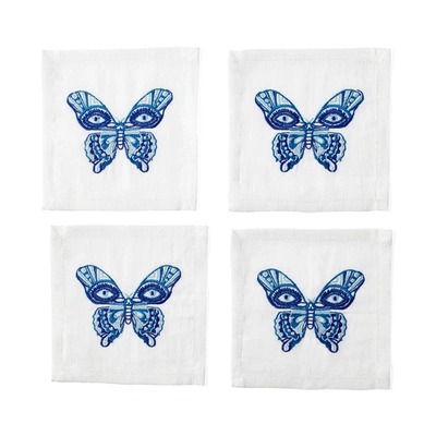Jonathan Adler Butterfly Cocktail Napkins 4-piece Set In Multi