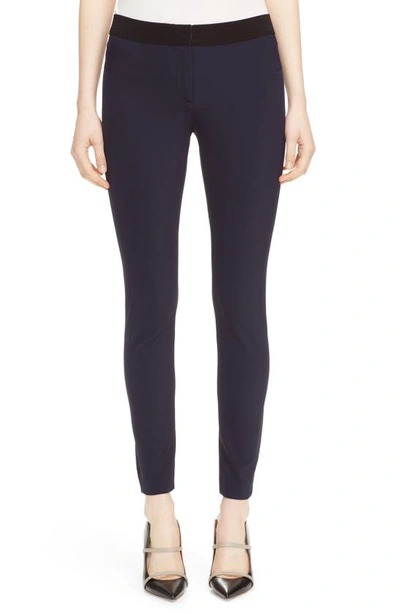 Veronica Beard Navy Cropped Slim-leg Trousers