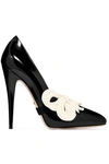 GUCCI BOW-EMBELLISHED PATENT-LEATHER PUMPS