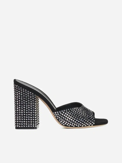 Paris Texas Holly Anja Crystal Mule Sandals In Black