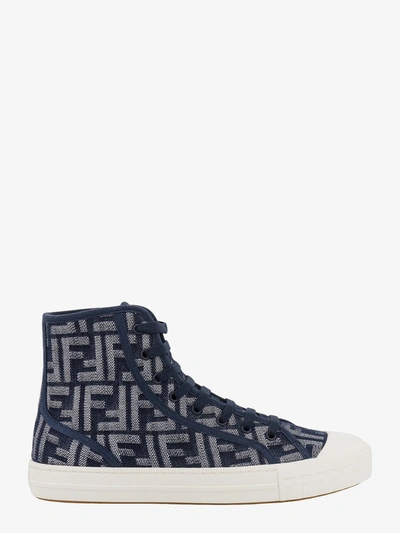 Fendi Domino High Top Trainers In Blue