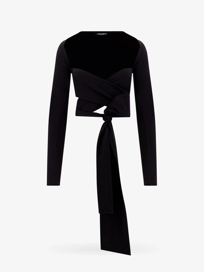 Dolce & Gabbana X Kim配手套褶饰针织上衣 In Black