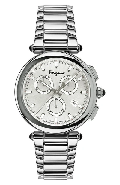 Ferragamo Idillio Chronograph Bracelet Watch, 42mm In Stainless Steel