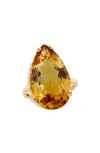 Savvy Cie Jewels Sterling Silver & Pear Citrine Ring In Yellow