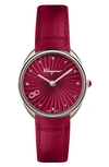 FERRAGAMO GUILLOCHÉ DIAL EMBOSSED LEATHER STRAP WATCH, 34MM