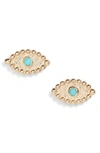 ANZIE DEW DROP TURQUOISE EVIL EYE STUD EARRINGS