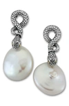 Samuel B. Sterling Silver Baroque Pearl Snake Earrings In White