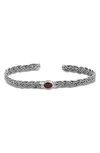 SAMUEL B. STERLING SILVER GARNET BRAIDED BANGLE