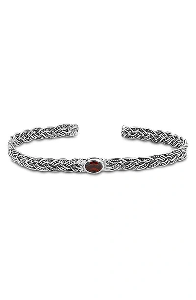 Samuel B. Silver 0.95 Ct. Tw. Garnet Rope Design Bangle Bracelet In Red