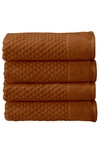Woven & Weft Diamond Texture Towel 4-piece Set In Copper