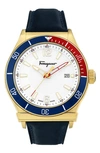 Ferragamo 1898 Sport Leather Strap Watch, 44mm In Gold
