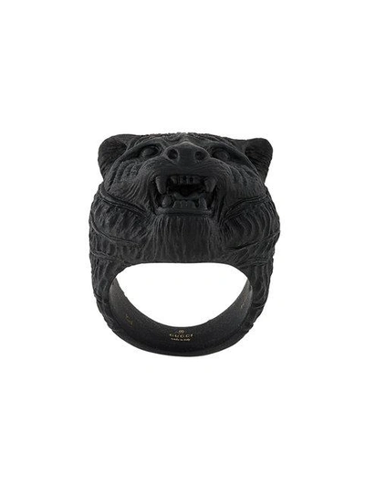 Gucci Tiger Ring In Black