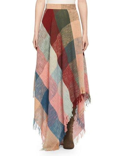 Chloé Colorblock Fringed Handkerchief Maxi Skirt, Multicolor