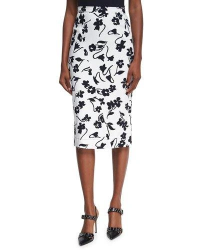 Altuzarra Celandrine Abstract Floral Pencil Skirt, White In Eatural White