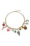 DANNIJO DIXIE JADE, SHELL, & FRESHWATER PEARL CHARM NECKLACE