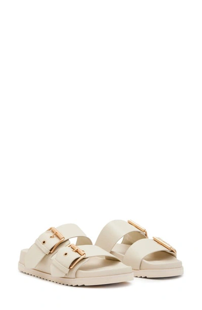 Allsaints Sian Leather Buckle Sandals In Chalk White