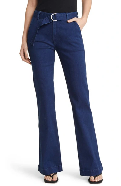 Frame Le Belted High Waist Flare Trouser Jeans In Blue