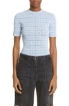 Givenchy 4g Jacquard Knit Short Sleeve Sweater In 453-baby Blue