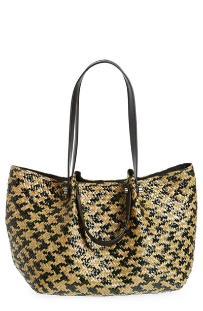 Allsaints Allington Straw Tote Bag In Black/ Natural