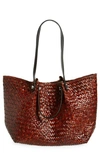 Allsaints Allington Straw Tote In Peat Brown