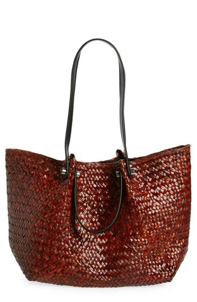 Allsaints Allington Straw Tote In Peat Brown