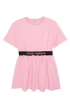 Dolce & Gabbana Dolce&gabbana Kids' Logo Waistband T-shirt Dress In Pink
