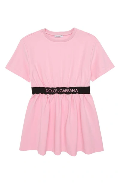 Dolce & Gabbana Dolce&gabbana Kids' Logo Waistband T-shirt Dress In Pink