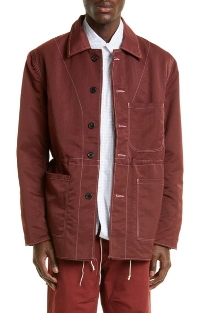 Camiel Fortgens Double Layer Worker Jacket In Brick Red | ModeSens