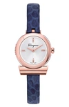 Ferragamo Women's Gancino Ip Rose Gold & Leather Strap Watch In Rose Gold