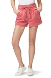 PAIGE HARLIE PLEATED PAPERBAG HIGH WAIST TWILL SHORTS