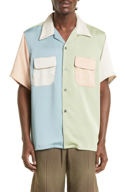 Needles Polyester Sateen Short Sleeve Shirt In Multicolor