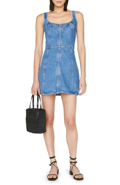 Frame Sleeveless Denim Dress In Blue