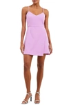 French Connection Whisper Sleeveless Asymmetric Hem Mini Dress In Pink Violet
