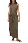 MICHAEL STARS SOLANGE TIE WAIST JERSEY MAXI DRESS