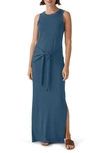 Michael Stars Solange Tie Waist Jersey Maxi Dress In Pebble