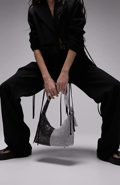 Topshop Two-tone Shoulder Bag In Black