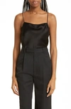 Alice And Olivia Harmon Womens Satin Drapey Blouse In Black