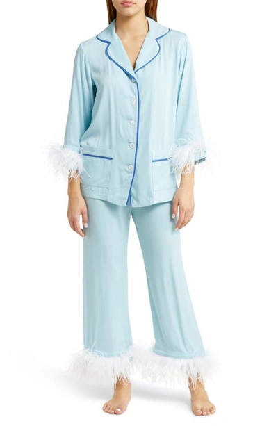 Sleeper Party Double Feather Pyjamas In Cerulean