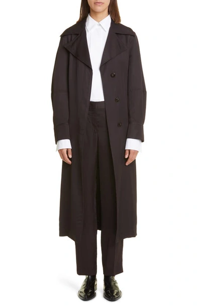 Jil Sander Long Belted Trench Coat In Black