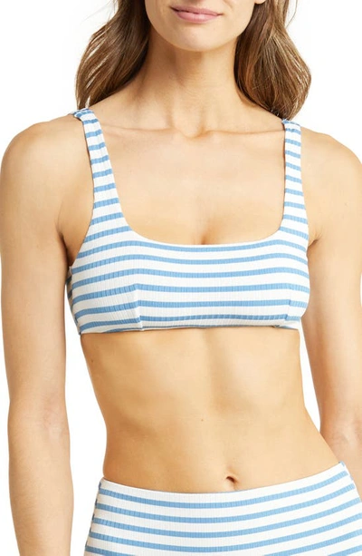 & Other Stories Stripe Rib Bikini Top In Blue/ White Stripe