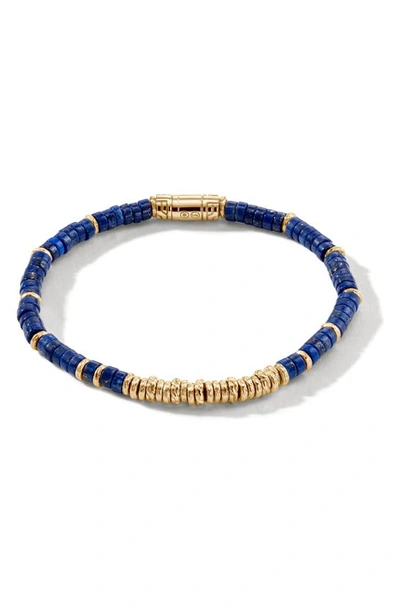 John Hardy 14k Yellow Gold Heishi Lapis Lazuli Bracelet In Blue