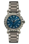 Versace Men's Greca Glam 40mm Gunmetal Tone Stainless Steel Bracelet Watch In Gun Metal