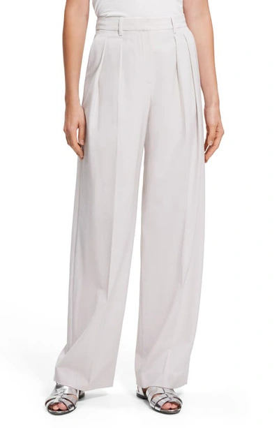 THEORY NEW T DOUBLE PLEATED STRETCH WOOL PANTS