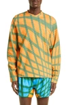 Bianca Saunders Orange Two Tone Checked Sweatshirt In Orange/green/ Grid Print